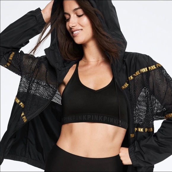 PINK Victoria's Secret Jackets & Blazers - Black PINK Victoria’s Secret Mesh Anorak Jacket
